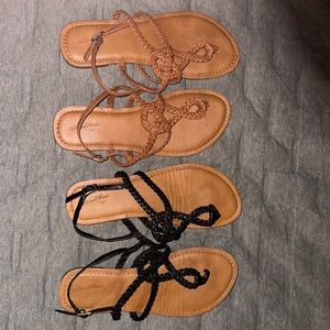 Cute summer sandals! Like new! Size 8. One tan pair and one black pair.